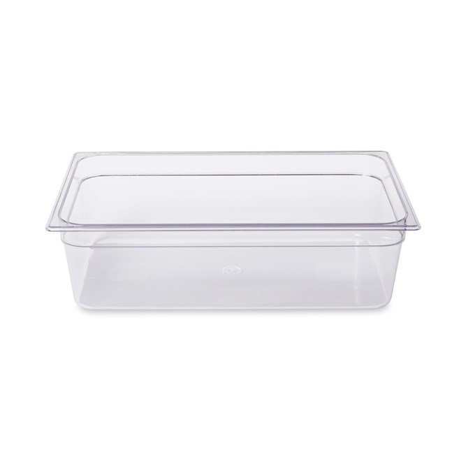 Clear, break resistant insert pans in industry standard, gastronorm sizes