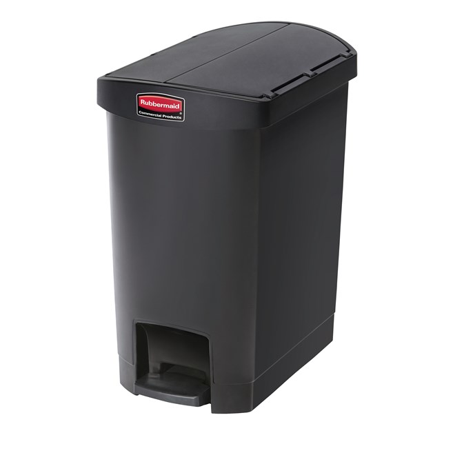 The Rubbermaid Commercial Streamline®  Step-On Container features a slim profile and small footprint to fit in tightest spaces. Streamline®  Step-On containers are constructed with premium-quality materials and meet the needs of any environment with efficiency, safety, and durability.