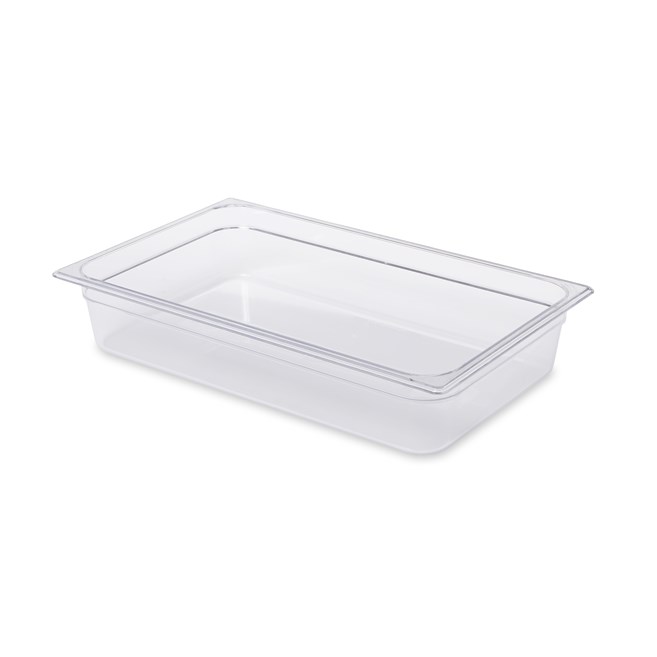 Clear, break resistant insert pans in industry standard, gastronorm sizes