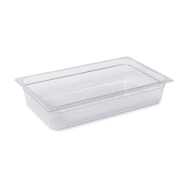 Clear, break resistant insert pans in industry standard, gastronorm sizes