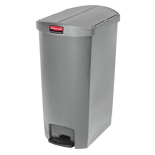 The Rubbermaid Commercial Streamline®  Step-On Container features a slim profile and small footprint to fit in tightest spaces. Streamline®  Step-On containers are constructed with premium-quality materials and meet the needs of any environment with efficiency, safety, and durability.