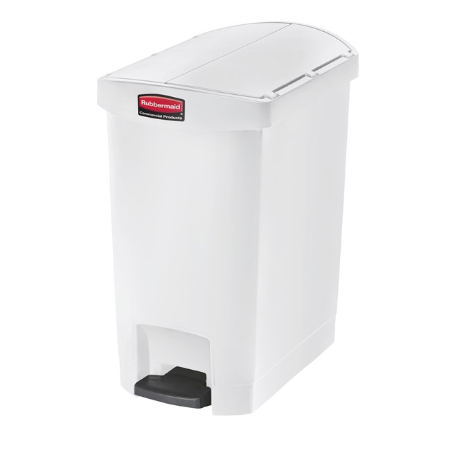 The Rubbermaid Commercial Streamline®  Step-On Container features a slim profile and small footprint to fit in tightest spaces. Streamline®  Step-On containers are constructed with premium-quality materials and meet the needs of any environment with efficiency, safety, and durability.