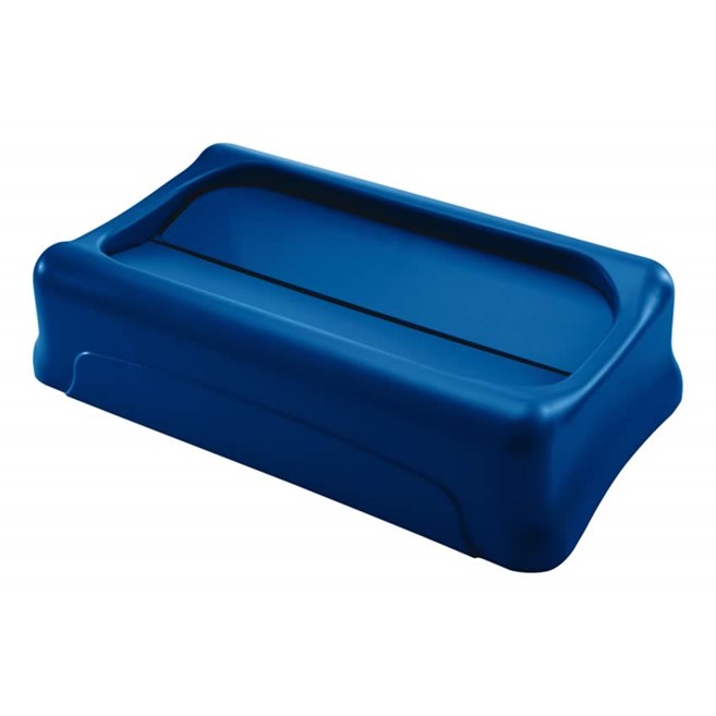 Il coperchio basculante Slim Jim® Rubbermaid Commercial favorisce il riciclo e migliora la produttività. Il coperchio basculante consente di gettare facilmente i rifiuti e torna in posizione nascondendo il contenuto del bidone. I coperchi intercambiabili migliorano lo smistamento dei rifiuti e il riciclo grazie al codice colori. La plastica ultra resistente è antiruggine e facile da pulire.