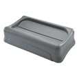 La tapa oscilante Rubbermaid Commercial Slim Jim® promueve el reciclaje y mejora la productividad. La tapa oscilante facilita eliminación de basura y se cierra para ocultar el contenido. Las tapas fomentan la separación y el reciclado de residuos con tapas intercambiables y codificadas por colores. El plástico robusto de uso es resistente al óxido y fácil de limpiar.