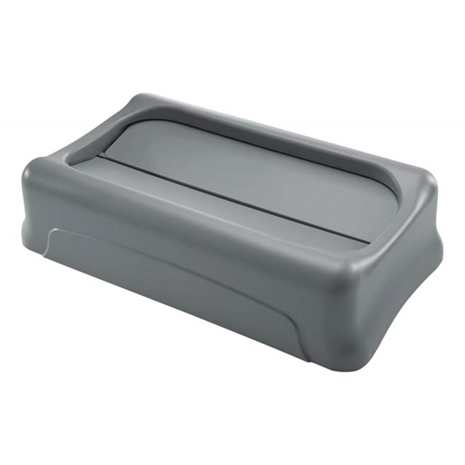 La tapa oscilante Rubbermaid Commercial Slim Jim® promueve el reciclaje y mejora la productividad. La tapa oscilante facilita eliminación de basura y se cierra para ocultar el contenido. Las tapas fomentan la separación y el reciclado de residuos con tapas intercambiables y codificadas por colores. El plástico robusto de uso es resistente al óxido y fácil de limpiar.