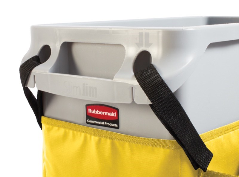 The Rubbermaid Commercial Slim Jim® Caddy Bag Maximises space efficiency by providing onboard storage for all of the supplies needed for cleaning and liner changes on-the-go.