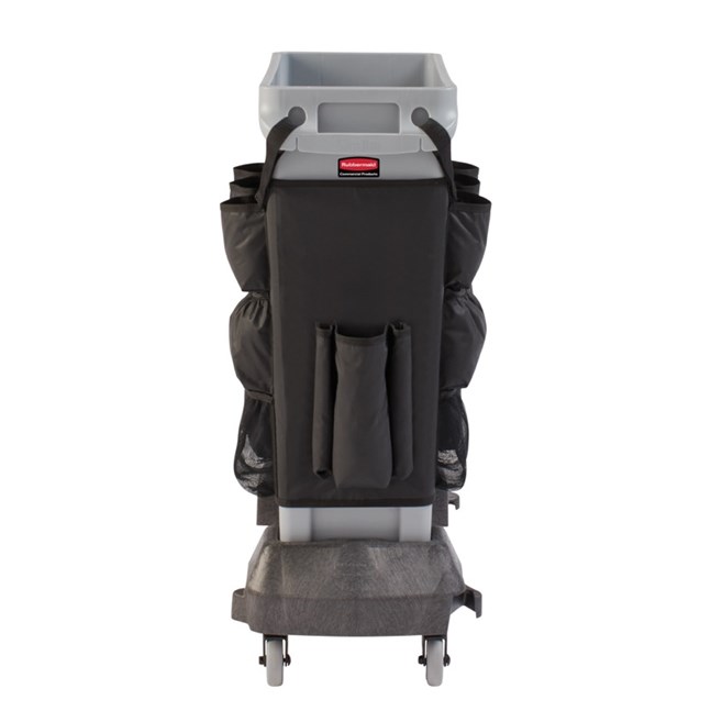 Le sac porte-accessoires Rubbermaid Slim Jim® optimise l’espace en assurant le rangement mobile de tous les outils nécessaires au nettoyage et au changement de sacs.