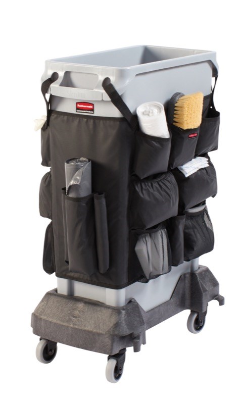 The Rubbermaid Commercial Slim Jim® Caddy Bag Maximises space efficiency by providing onboard storage for all of the supplies needed for cleaning and liner changes on-the-go.