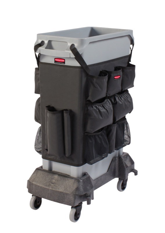 The Rubbermaid Commercial Slim Jim® Caddy Bag Maximises space efficiency by providing onboard storage for all of the supplies needed for cleaning and liner changes on-the-go.