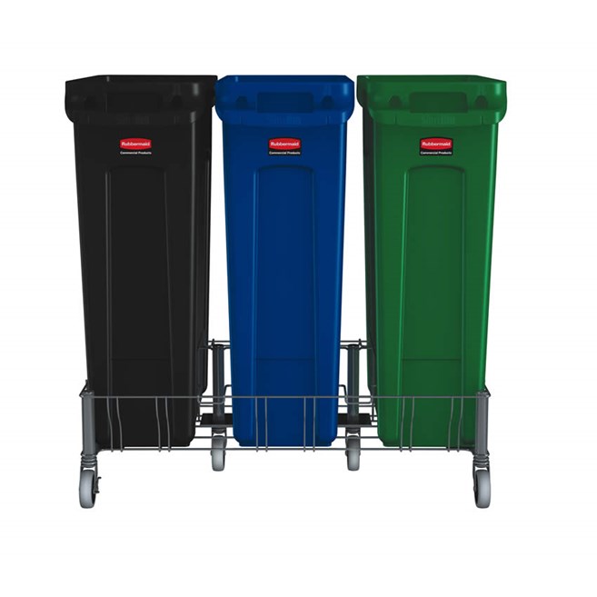 Le socle triple en acier inoxydable Rubbermaid Slim Jim® est conçu pour assurer le soutien et le transport en douceur et efficace des collecteurs Slim Jim® avec conduits d’aération dans tous les établissements commerciaux.
