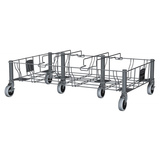 Le socle triple en acier inoxydable Rubbermaid Slim Jim® est conçu pour assurer le soutien et le transport en douceur et efficace des collecteurs Slim Jim® avec conduits d’aération dans tous les établissements commerciaux.