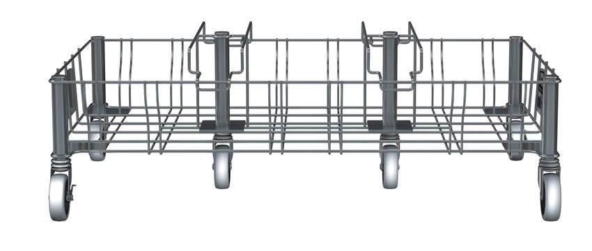The Rubbermaid Commercial Vented Slim Jim® Stainless Steel Triple Dolly is designed to support and transport Vented Slim Jim® containers smoothly and efficiently through any commercial facility.