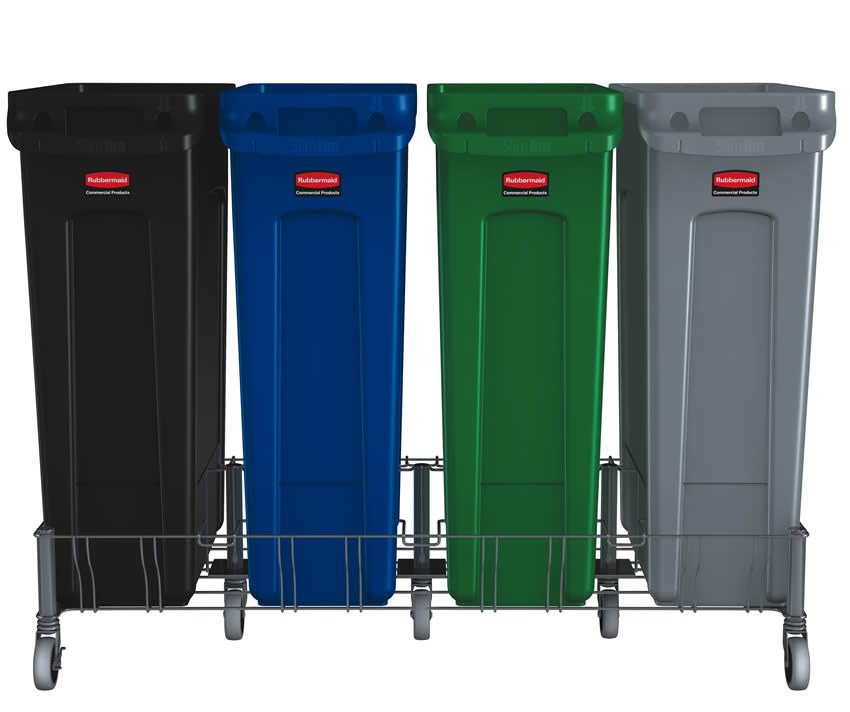 Le socle quadruple en acier inoxydable Rubbermaid Slim Jim® est conçu pour assurer le soutien et le transport en douceur et efficace des collecteurs Slim Jim® avec conduits d’aération dans tous les établissements commerciaux.
