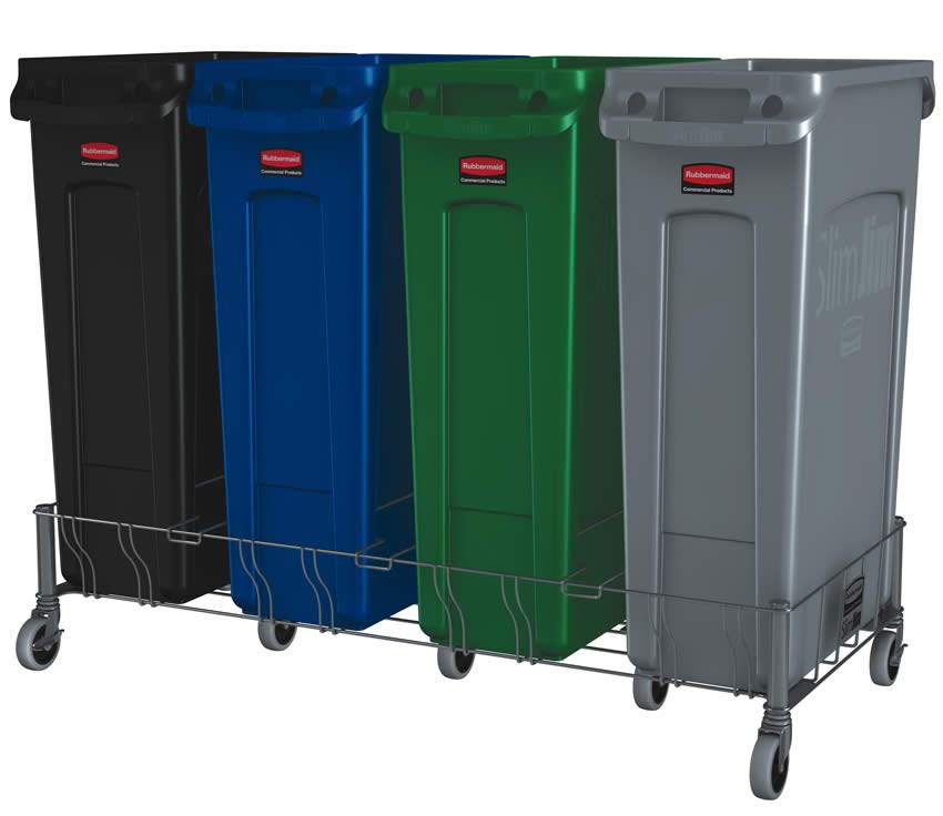 Le socle quadruple en acier inoxydable Rubbermaid Slim Jim® est conçu pour assurer le soutien et le transport en douceur et efficace des collecteurs Slim Jim® avec conduits d’aération dans tous les établissements commerciaux.