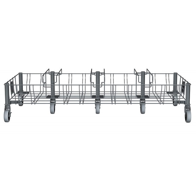The Rubbermaid Commercial Vented Slim Jim® Stainless Steel Quadruple Dolly is designed to support and transport Vented Slim Jim® containers smoothly and efficiently through any commercial facility.