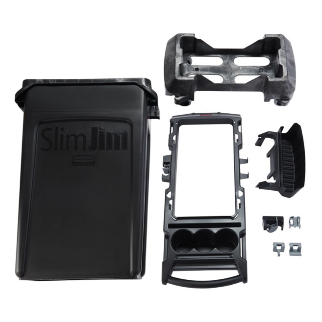 Le kit porte-accessoires Rubbermaid Slim Jim® est un système spécialement conçu pour ranger et transporter des outils de nettoyage courants.