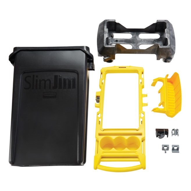 Le kit porte-accessoires Rubbermaid Slim Jim® est un système spécialement conçu pour ranger et transporter des outils de nettoyage courants.