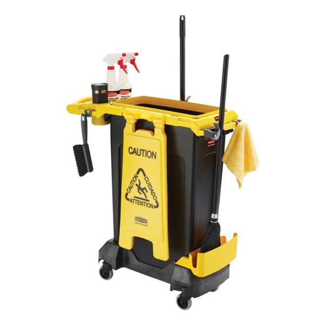 Le kit porte-accessoires Rubbermaid Slim Jim® est un système spécialement conçu pour ranger et transporter des outils de nettoyage courants.