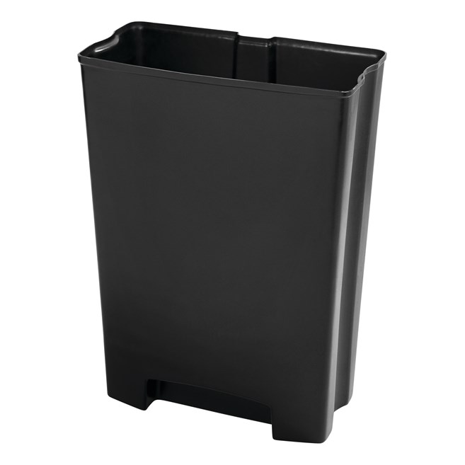 The Rubbermaid Commercial Slim Jim® Front Step-On Liner helps maintain the life of the Rubbermaid Commercial Slim Jim® Front Step-On Container (sold separately). Constructed of durable, puncture-resistant plastic, this liner features smooth contours for easy cleaning and a liner retainer band to secure liner bags.
