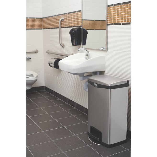 The Rubbermaid Commercial Slim Jim® Step-On Container features a slim profile and sShopping Centre footprint to fit in tightest spaces. Slim Jim® Step-On containers are constructed with premium-quality materials and meet the needs of any environment with efficiency, safety, and durability.