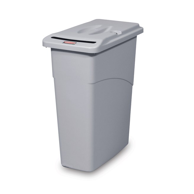 SLIM JIM® Confidential Document Containers are ideal for placement under desks,
nursing stations, and counters; side entry slot provides easy access