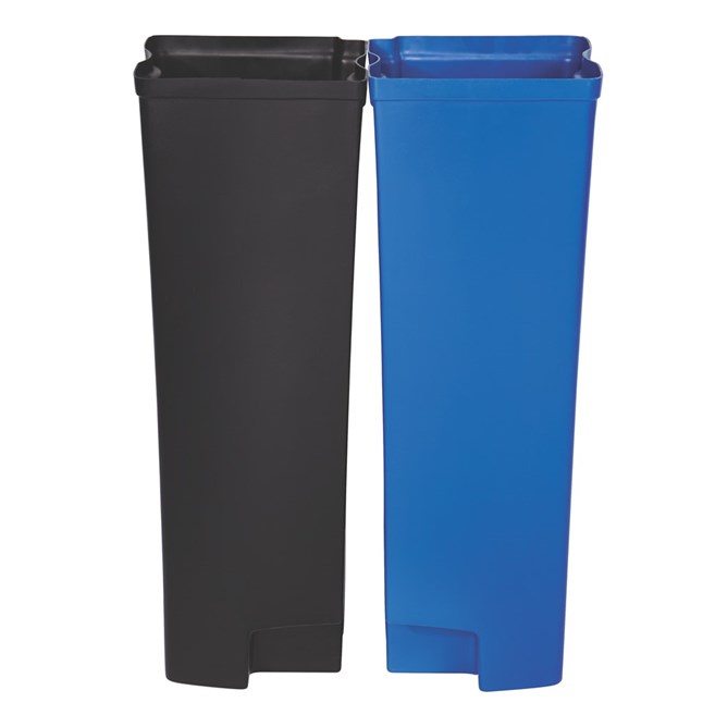 Le bac contribue à prolonger la durée de vie du collecteur à pédale Rubbermaid Slim Jim® version large (vendu séparément). En plastique non poreux résistant, ce bac est pourvu de contours lisses pour faciliter le nettoyage et de bandes de retenue qui maintiennent les sacs poubelle en place.