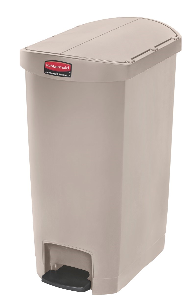 The Rubbermaid Commercial Slim Jim® Step-On Container features a slim profile and footprint to fit in tightest spaces. Slim Jim® Step-On containers are constructed with premium-quality materials and meet the needs of any environment with efficiency, safety, and durability.