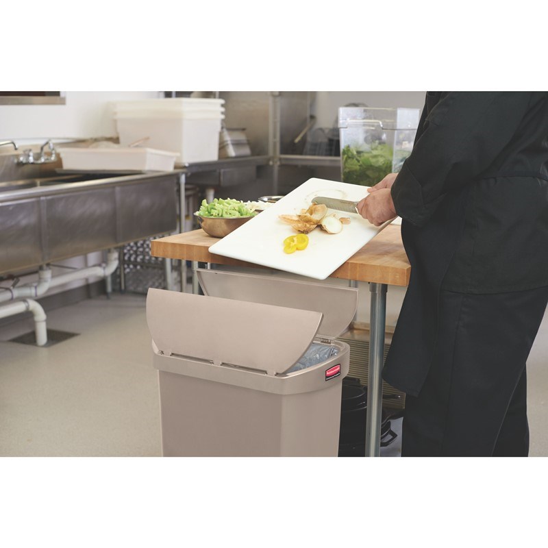 The Rubbermaid Commercial Slim Jim® Step-On Container features a slim profile and footprint to fit in tightest spaces. Slim Jim® Step-On containers are constructed with premium-quality materials and meet the needs of any environment with efficiency, safety, and durability.