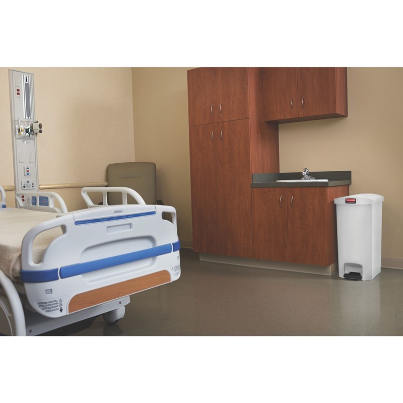 The Rubbermaid Commercial Slim Jim® Step-On Container features a slim profile and footprint to fit in tightest spaces. Slim Jim® Step-On containers are constructed with premium-quality materials and meet the needs of any environment with efficiency, safety, and durability.