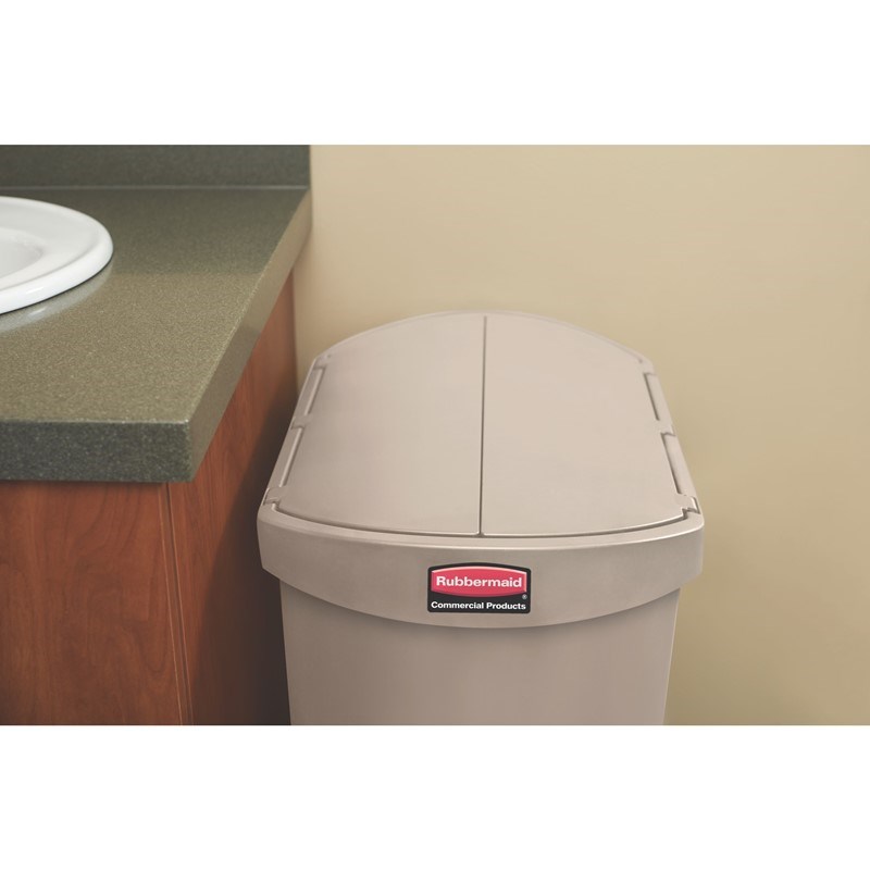 The Rubbermaid Commercial Slim Jim® Step-On Container features a slim profile and footprint to fit in tightest spaces. Slim Jim® Step-On containers are constructed with premium-quality materials and meet the needs of any environment with efficiency, safety, and durability.