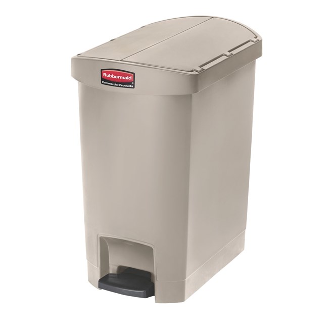 The Rubbermaid Commercial Slim Jim® Step-On Container features a slim profile and footprint to fit in tightest spaces. Slim Jim® Step-On containers are constructed with premium-quality materials and meet the needs of any environment with efficiency, safety, and durability.