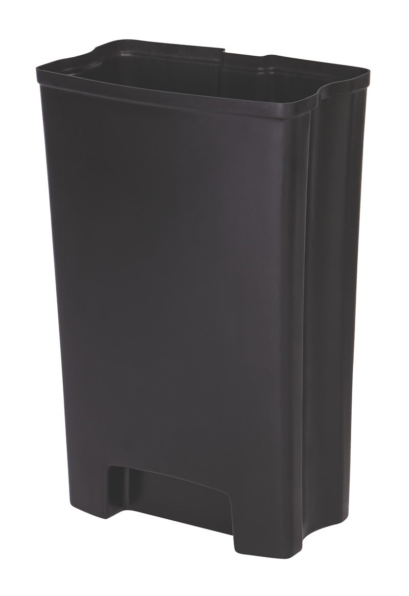 Le bac contribue à prolonger la durée de vie du collecteur à pédale Rubbermaid Slim Jim® version large (vendu séparément). En plastique non poreux résistant, ce bac est pourvu de contours lisses pour faciliter le nettoyage et de bandes de retenue qui maintiennent les sacs poubelle en place.