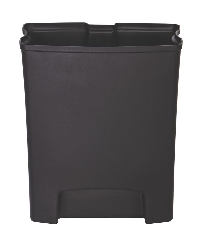 Le bac contribue à prolonger la durée de vie du collecteur à pédale Rubbermaid Slim Jim® version large (vendu séparément). En plastique non poreux résistant, ce bac est pourvu de contours lisses pour faciliter le nettoyage et de bandes de retenue qui maintiennent les sacs poubelle en place.