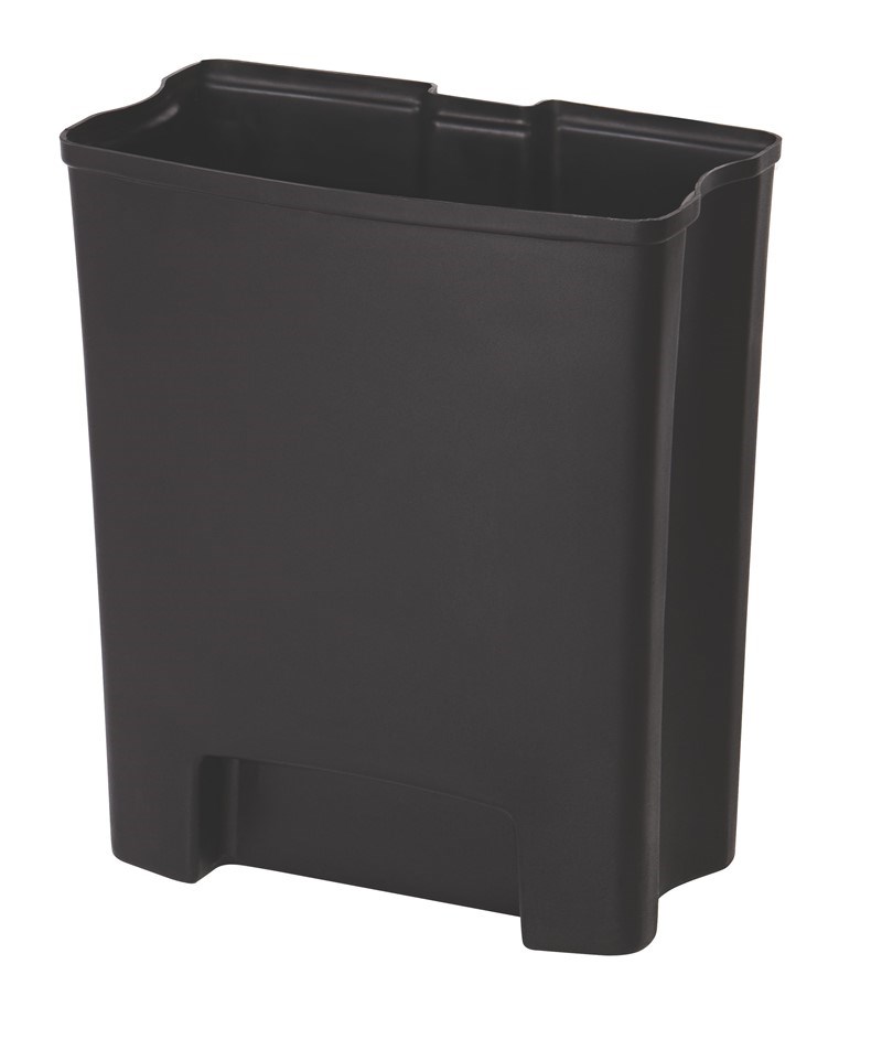 Le bac contribue à prolonger la durée de vie du collecteur à pédale Rubbermaid Slim Jim® version large (vendu séparément). En plastique non poreux résistant, ce bac est pourvu de contours lisses pour faciliter le nettoyage et de bandes de retenue qui maintiennent les sacs poubelle en place.