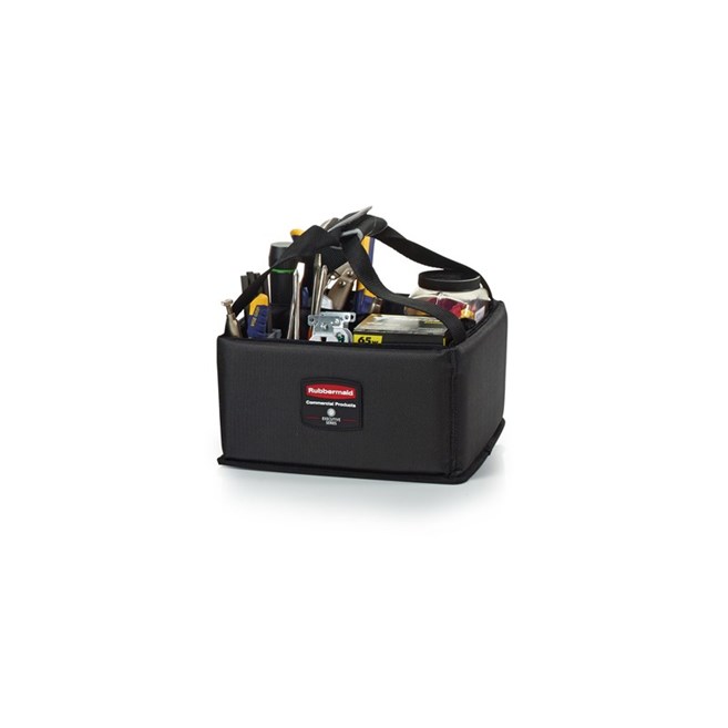 The Rubbermaid Commercial Executive Quick Cart Caddy is great for organizing amenities with its adjustable and removable dividers.