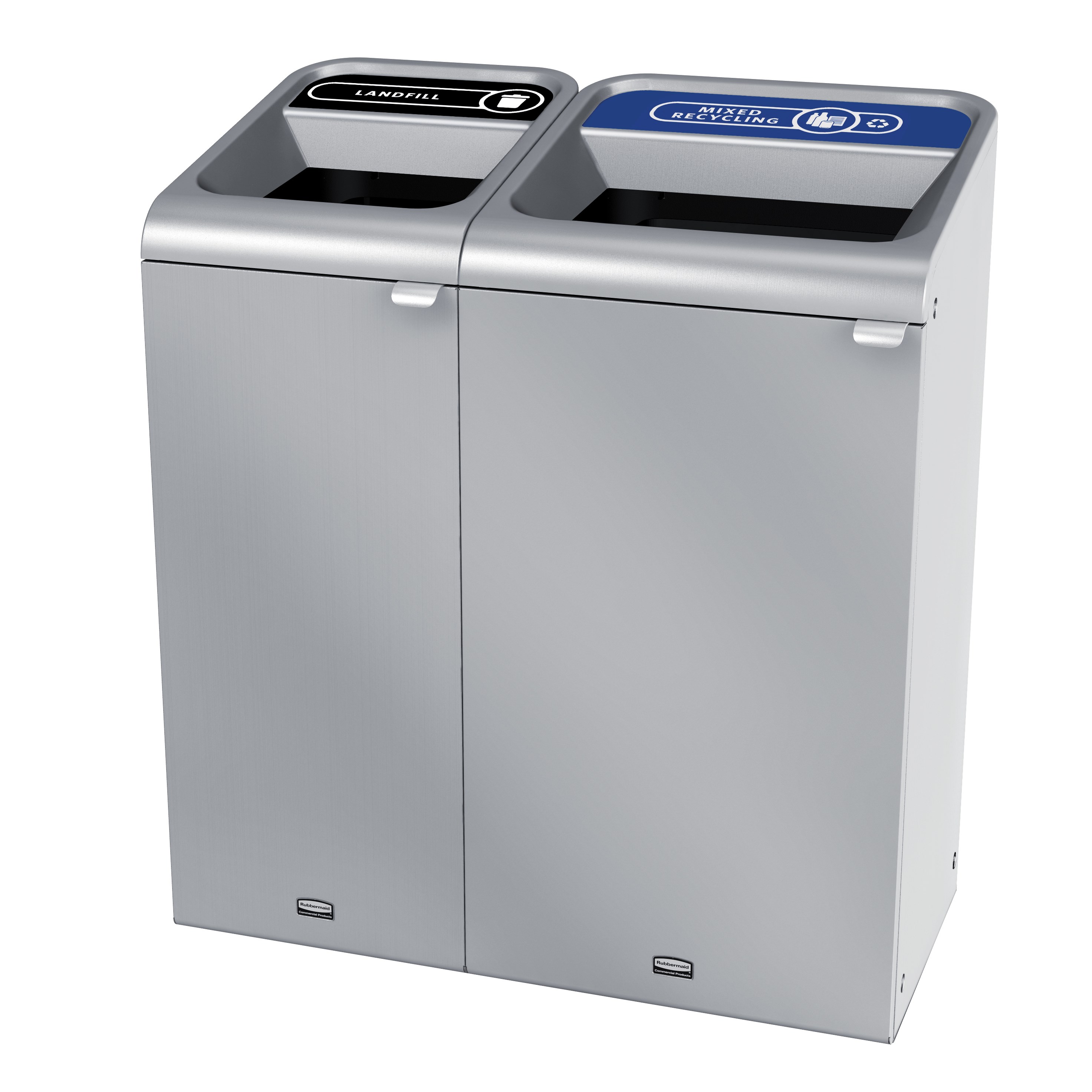 Configure™ Decorative Waste Containers 裝飾性廢棄物容器提供了一種回收解決方案，其表面光滑流暢，邊緣輪廓分明。此回收系統擁有現代化的外觀，可完美融入任何室內或室外的商業環境。請注意：此 SKU 為 Configure™ 1-Stream 23 加侖容器，貼有「混合回收」標籤。