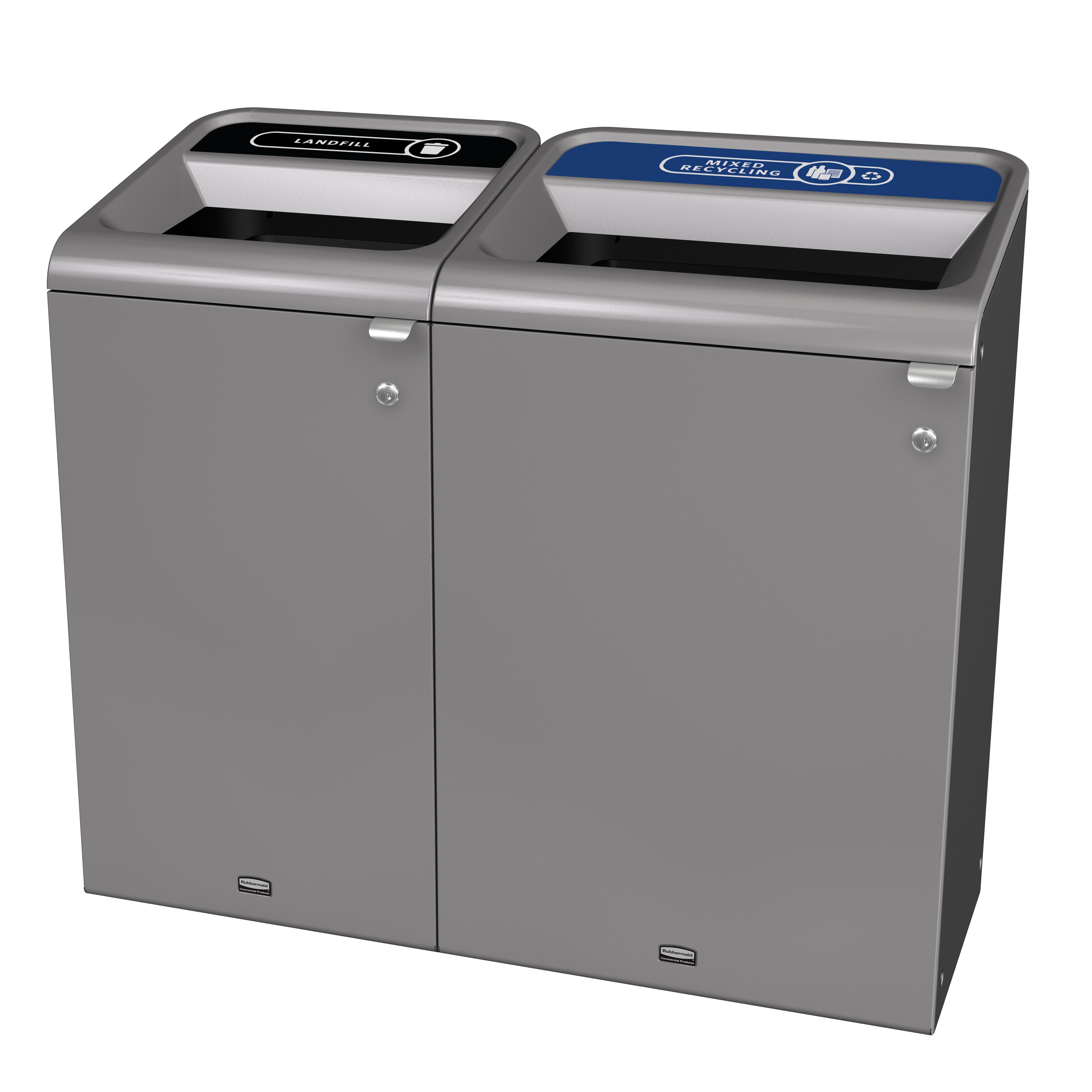 The Configure™ Decorative Waste Containers provide a recycling solution with sleek, smooth surfaces and contoured edges. This recycling system has a modern appearance that will fit seamlessly into any indoor or outdoor commercial environment. Please note: this SKU is a Configure™ 1-Stream 33 Gallon container with a "Mixed Recycling" label.