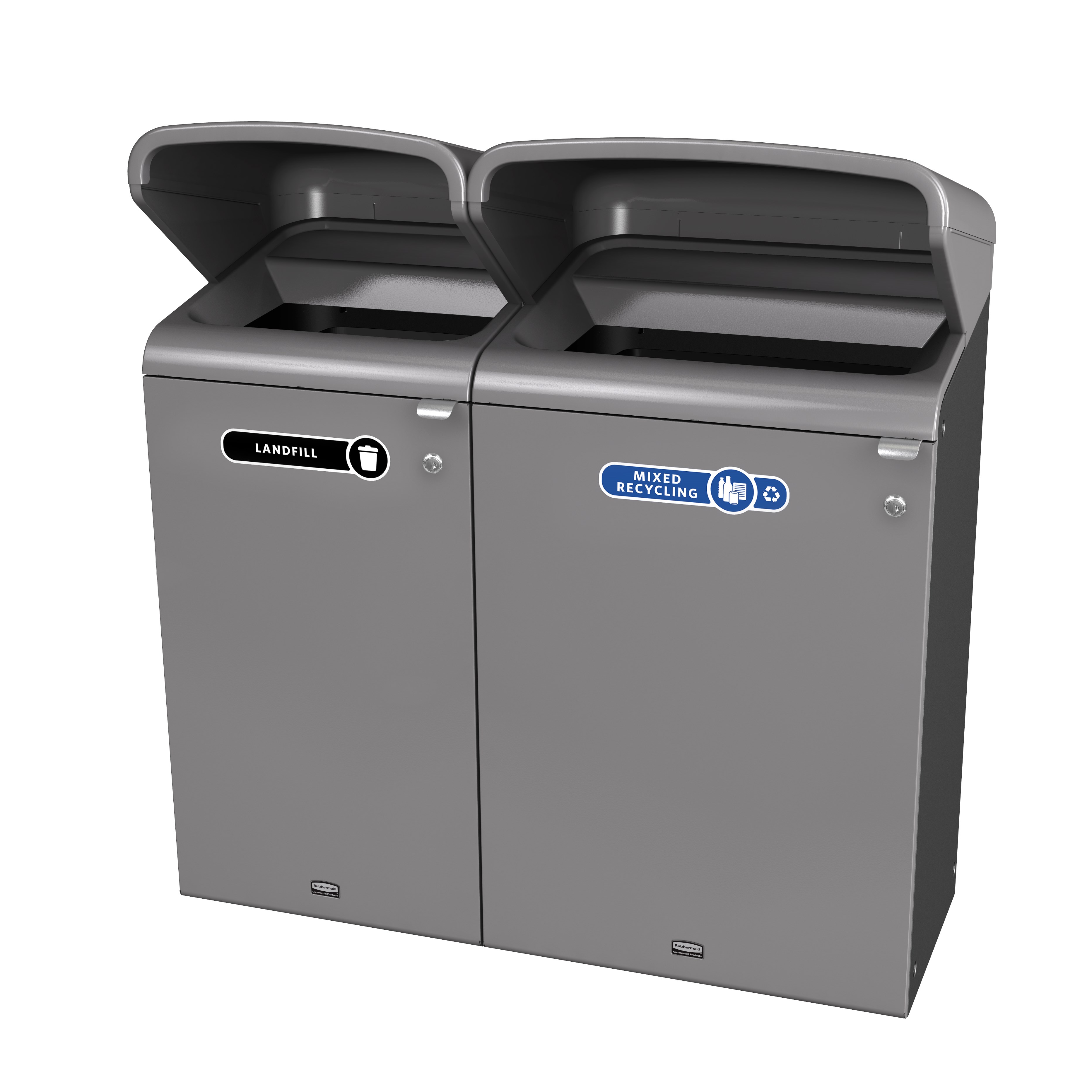 Configure™ with Rain Hood Decorative Waste Containers make it easy to recycle in any environment with recycling labels that visually display each waste stream. The rain hood offers added protection again outdoor elements, rain or shine.