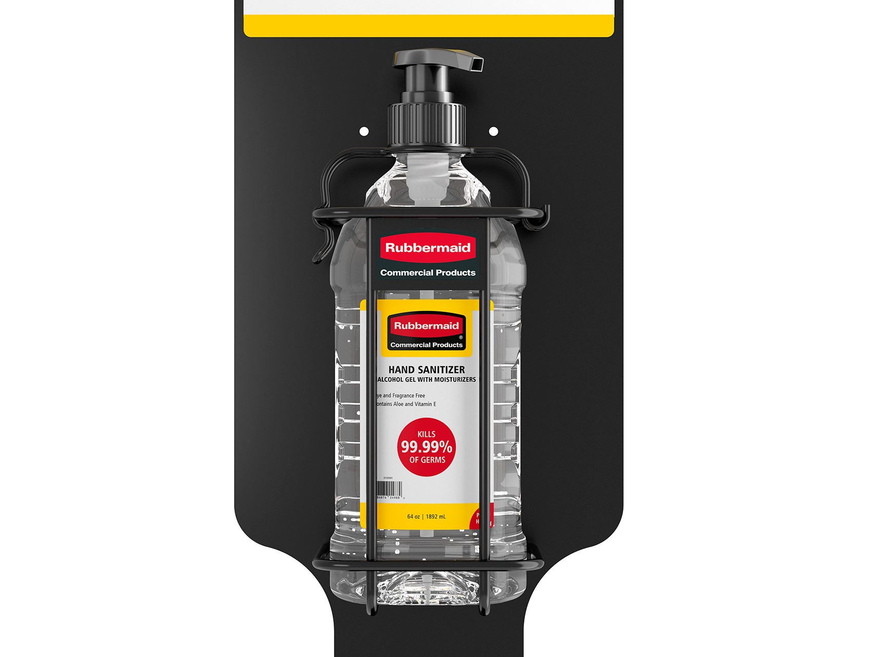 The Bracket for 64 oz. Hand Sanitizer Bottle is a dual-purpose hygiene solution that can be mounted to a wall or used with the AutoFoam Hand Sanitizer Stand for free-standing placement.