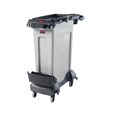 The Rubbermaid Commercial Slim Jim® Rim Caddy is a purpose-built solution to store and transport common cleaning tools when collecting waste in the tightest spaces.