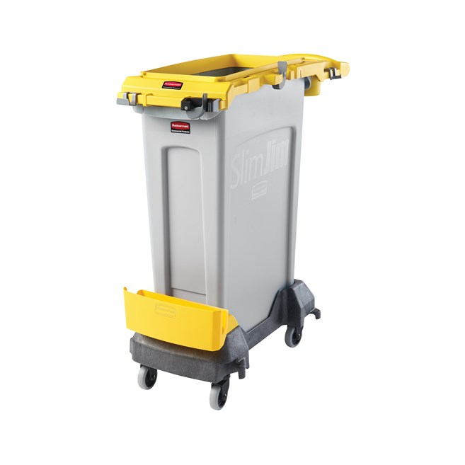 The Rubbermaid Commercial Slim Jim® Rim Caddy is a purpose-built solution to store and transport common cleaning tools when collecting waste in the tightest spaces.