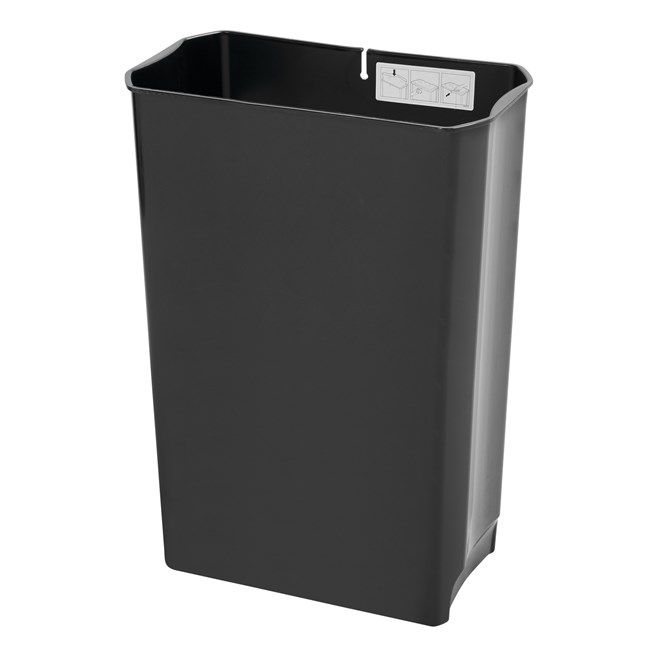 Dieser Slim Jim® Innenbehälter von Rubbermaid Commercial ist für den Slim Jim® Step-On-Tretabfallbehälter mit Pedal vorne (separat erhältlich). Hergestellt aus strapazierfähigem, durchstoßfestem Kunststoff, zeichnet sich dieser Innenbehälter durch seinen Abfallsackhalter und seine weichen Konturen aus, die eine einfache Reinigung ermöglichen.