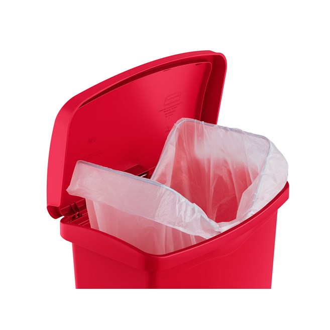 The Rubbermaid Commercial Streamline®  Step-On Container features a slim profile and small footprint to fit in tightest spaces. Streamline®  Step-On containers are constructed with premium-quality materials and meet the needs of any environment with efficiency, safety, and durability.