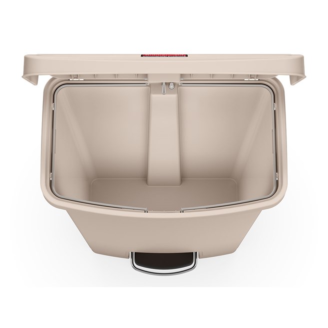 The Rubbermaid Commercial Streamline®  Step-On Container features a slim profile and small footprint to fit in tightest spaces. Streamline®  Step-On containers are constructed with premium-quality materials and meet the needs of any environment with efficiency, safety, and durability.