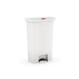 The Rubbermaid Commercial Streamline®  Step-On Container features a slim profile and small footprint to fit in tightest spaces. Streamline®  Step-On containers are constructed with premium-quality materials and meet the needs of any environment with efficiency, safety, and durability.