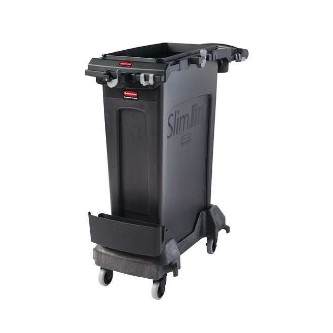 Rubbermaid Commercial Single-Stream Slim Jim® Cleaning Cart is a compact and purpose-built solution for all-in-one sanitation and waste collection. The cleaning cart helps store and transport common cleaning tools, hand sanitizer, and disinfecting wipes. It consolidates all the supplies you need in one solution to reduce trips and improve cleaning productivity.