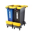 Rubbermaid Commercial 2-Stream Slim Jim® Cleaning Cart is a compact and purpose-built solution for all-in-one sanitation and waste collection. The cleaning cart helps store and transport common cleaning tools, hand sanitizer, and disinfecting wipes. It consolidates all the supplies you need in one solution to reduce trips and improve cleaning productivity.