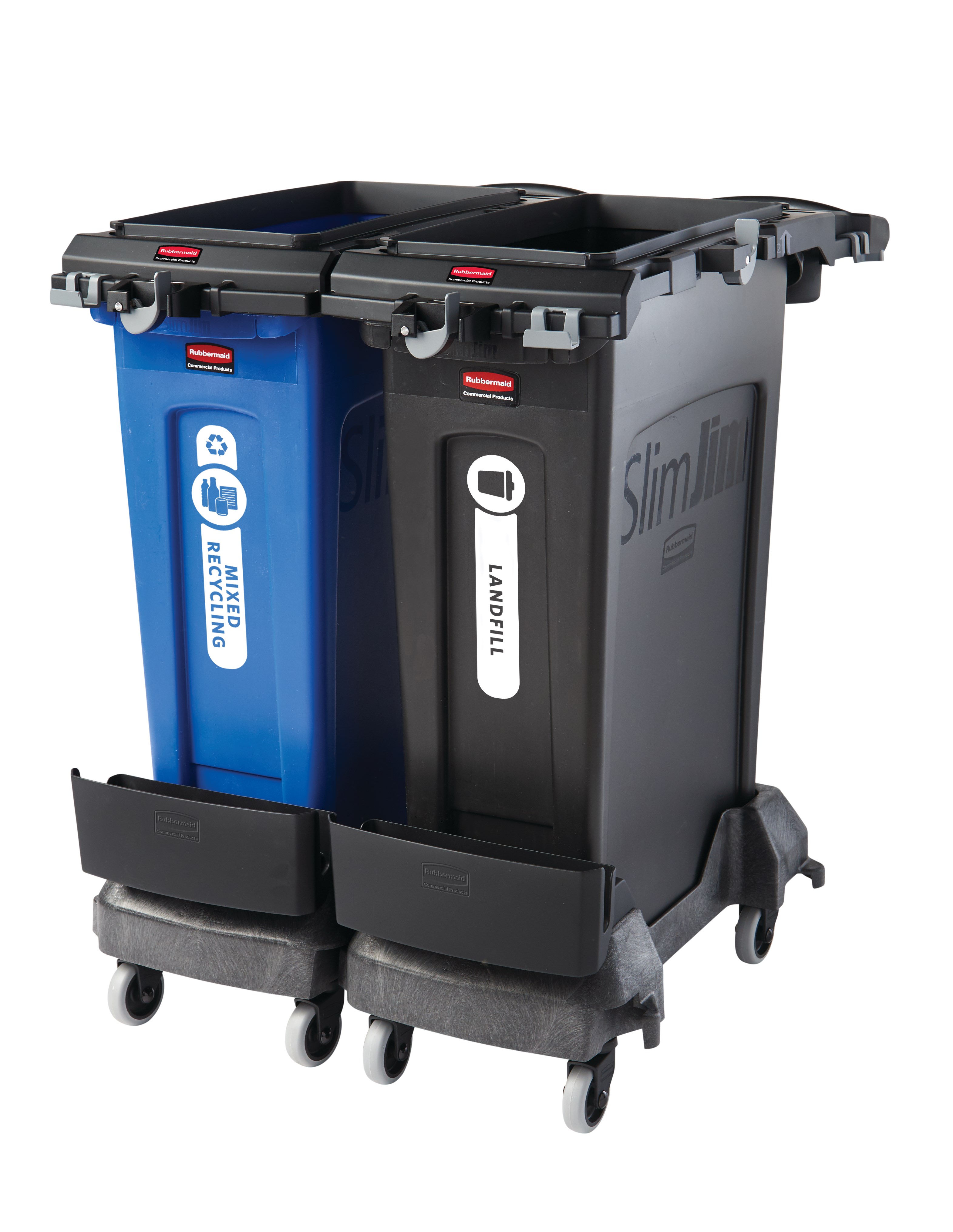 Rubbermaid Commercial 2-Stream Slim Jim® Cleaning Cart is a compact and purpose-built solution for all-in-one sanitation and waste collection. The cleaning cart helps store and transport common cleaning tools, hand sanitizer, and disinfecting wipes. It consolidates all the supplies you need in one solution to reduce trips and improve cleaning productivity.