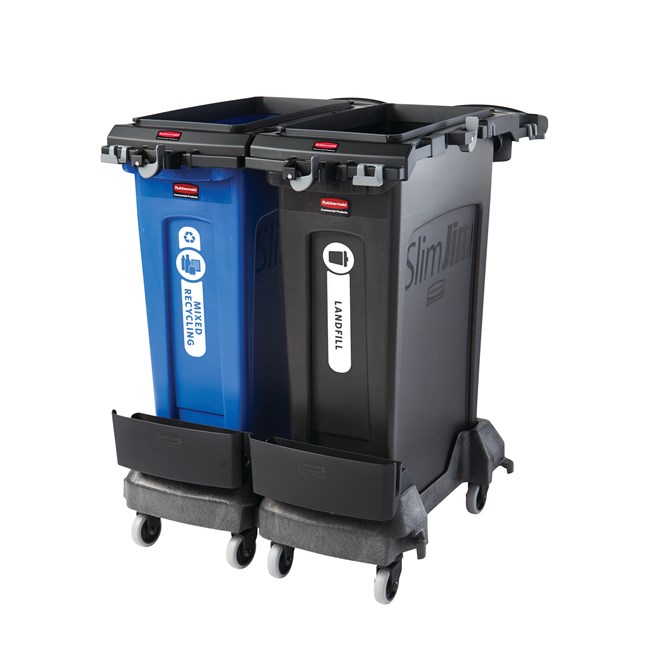 Rubbermaid Commercial 2-Stream Slim Jim® Cleaning Cart is a compact and purpose-built solution for all-in-one sanitation and waste collection. The cleaning cart helps store and transport common cleaning tools, hand sanitizer, and disinfecting wipes. It consolidates all the supplies you need in one solution to reduce trips and improve cleaning productivity.