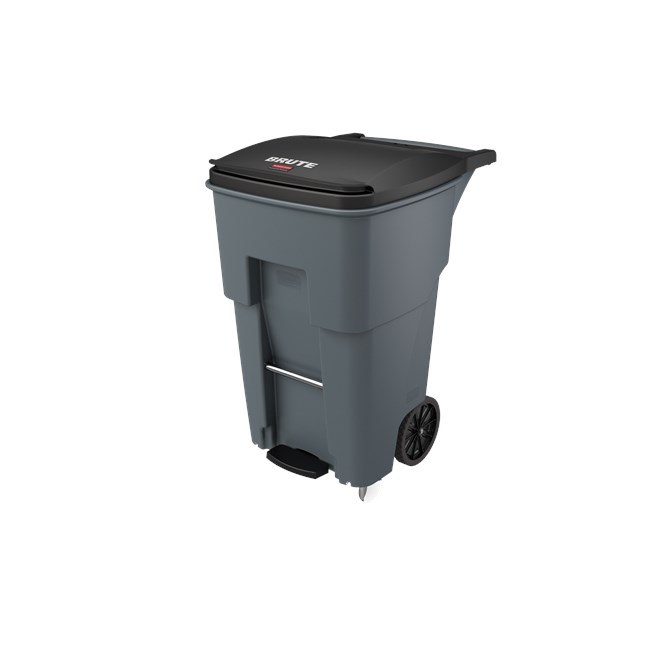 The Rubbermaid Commercial Step-On Rollouts with Casters facilitate hands-free waste disposal with the added benefit of superior mobility. Front swivel casters distribute weight evenly for enhanced maneuverability.